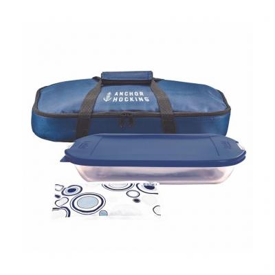 Anchor Hocking Bake-n-Take Hot or Cold | Set of 4 | Blue